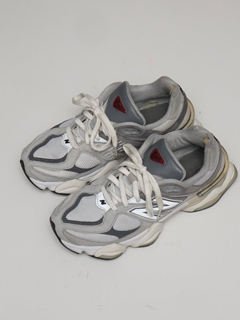 New Balance 9060 men's low-top sneakers, gray and white. Size 8M , Size 9.5 W